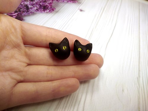 Novelty Handmade Black Cat Dart Flight Earrings 