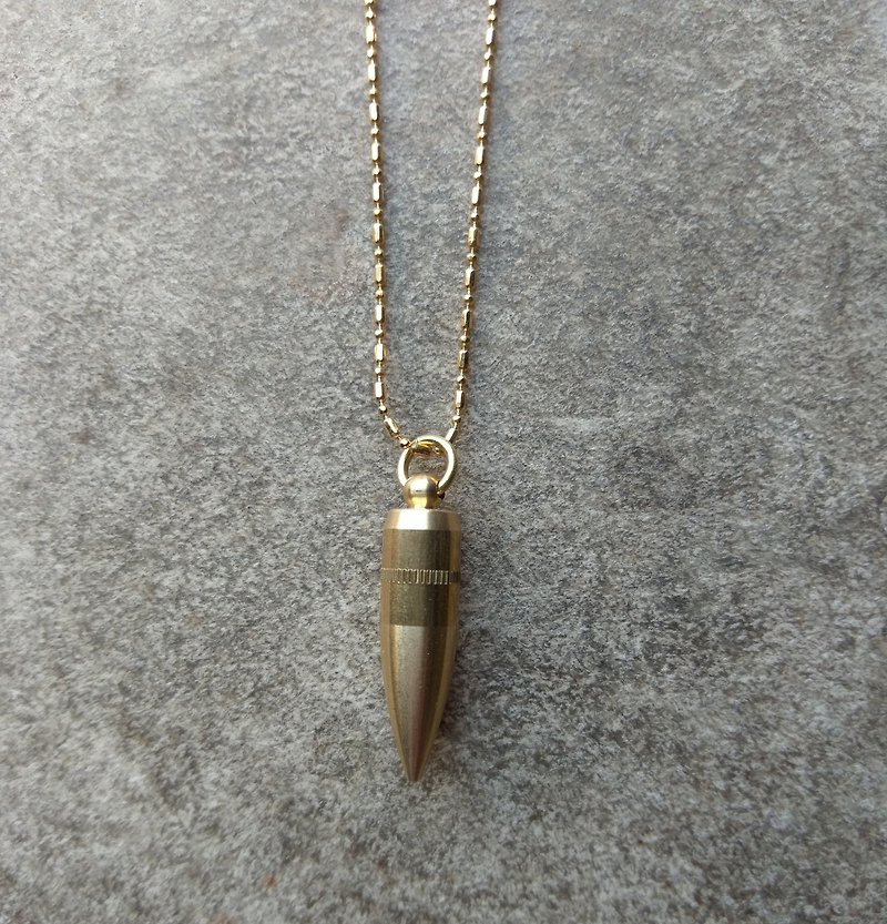 Solid Brass Bullet Necklace - สร้อยคอ - โลหะ สีทอง