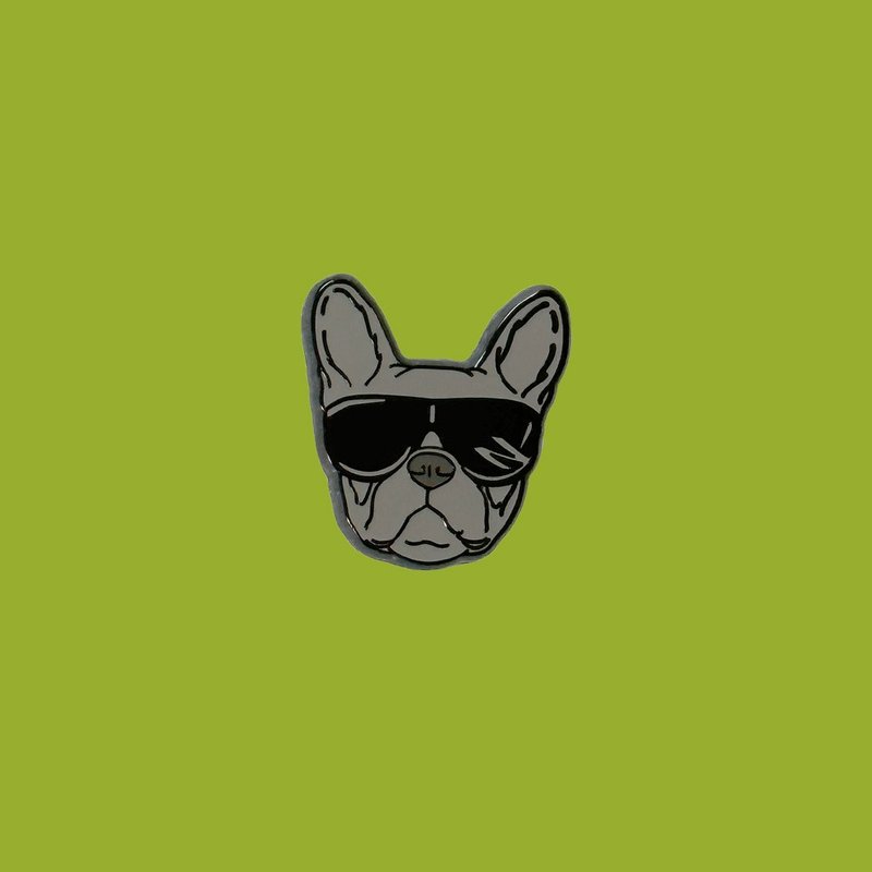 FRENCHIE LIFE PIN BADGE BROOCH - เข็มกลัด - โลหะ สีเทา