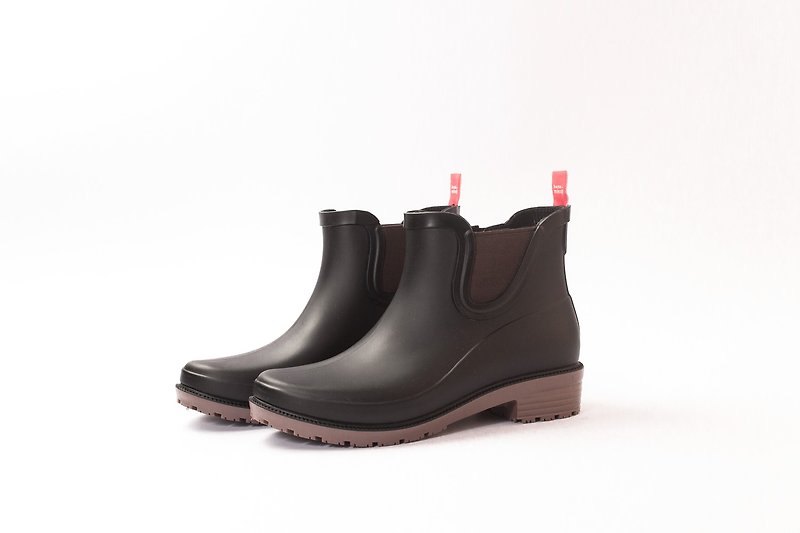 Rain Ankle Boots Waterproof Slip-on Rubber Synthetic sole - รองเท้ากันฝน - พลาสติก สีดำ