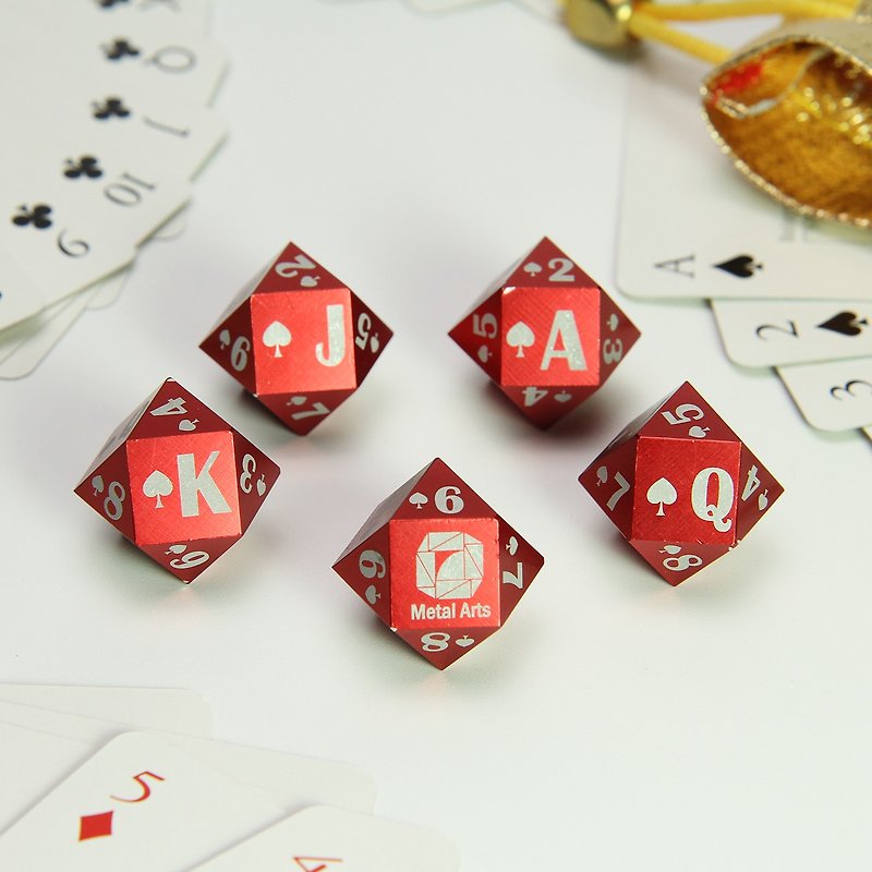 Recycle of Aerospace Aluminum Scraps Poker Dice-Aerospace Aluminum_Crimson Type - Board Games & Toys - Other Metals Red