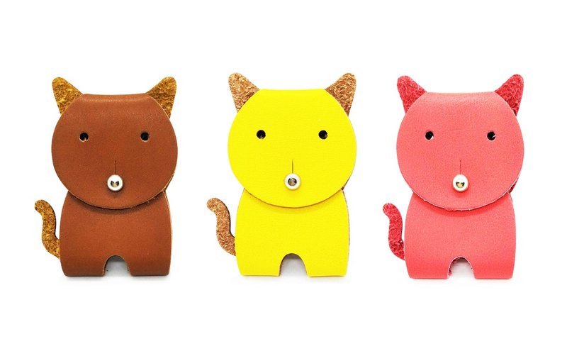 Worpi set of 3 Double Cord Holders Ear Bud Holders, Cat 3 pcs. - 捲線器/電線收納 - 人造皮革 紅色
