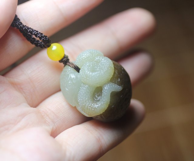 蛇】天然和田玉吊墜/十二生肖掛件/俏色巧雕項鏈/和田玉玉珮翠玉兒原創