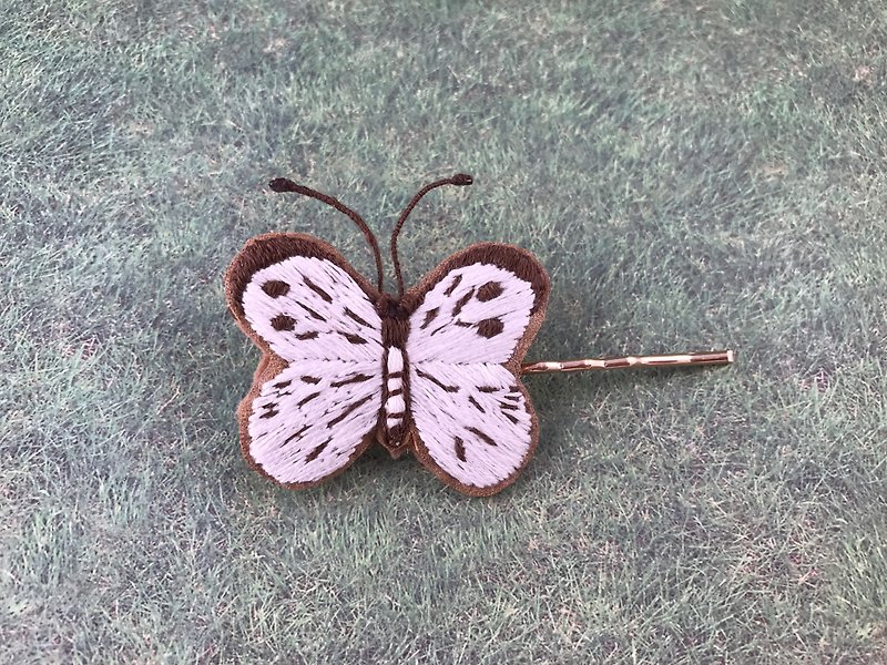 "Needle and thread time series" big white butterfly hairpin - เครื่องประดับผม - ผ้าฝ้าย/ผ้าลินิน หลากหลายสี