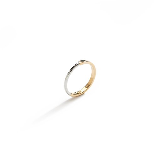 ARTISMI 簡約拼接雙色戒指 925銀厚鍍18K金 Tolerer Circle Ring