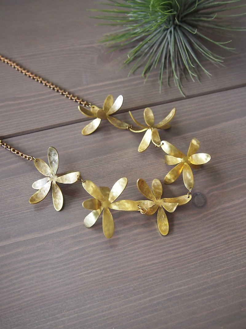 Marigold (hand textured) Statement necklace - Necklaces - Copper & Brass Gold