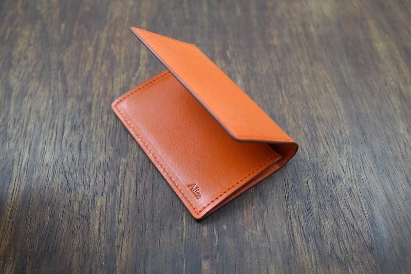 APEE leather handmade ~ business card holder ~ lizard stripe ~ honey citrus - Card Holders & Cases - Genuine Leather 