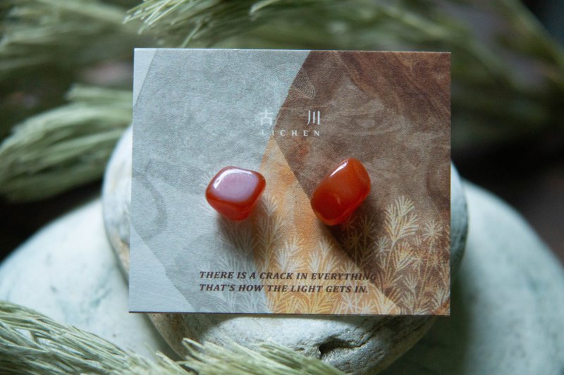CRACK | 礦物系耳環 |  EARRINGS - 耳環/耳夾/耳骨夾 - 玉石 紅色