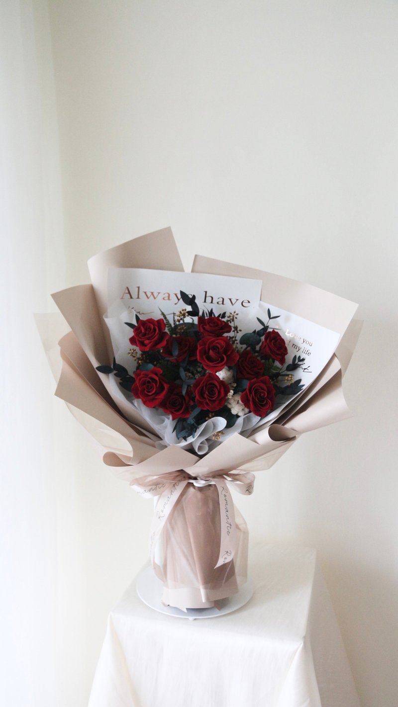 [Bouquet Series] Pure Rose Bouquet Birthday Gift Everlasting Bouquet Everlasting Bouquet Dried Flowers - ช่อดอกไม้แห้ง - พืช/ดอกไม้ สีแดง