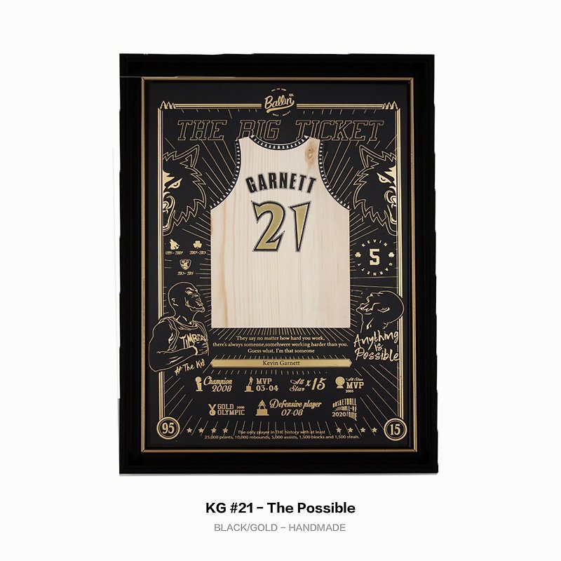 Wooden Jersey plaque - KG - The Possible #21 - Picture Frames - Wood Black