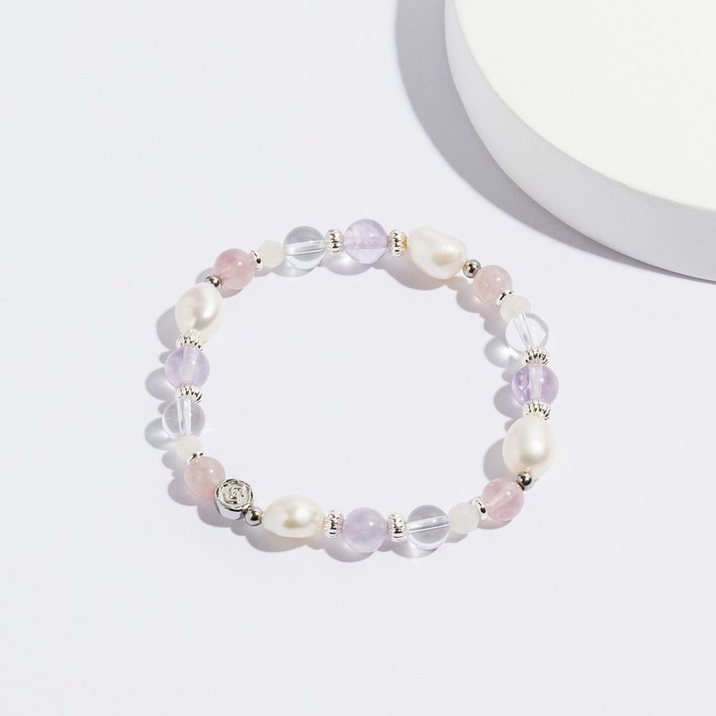 Light Picking | Lavender Amethyst Pink Crystal Moonstone White Crystal Pearl | Natural Crystal Bracelet - สร้อยข้อมือ - คริสตัล สีม่วง