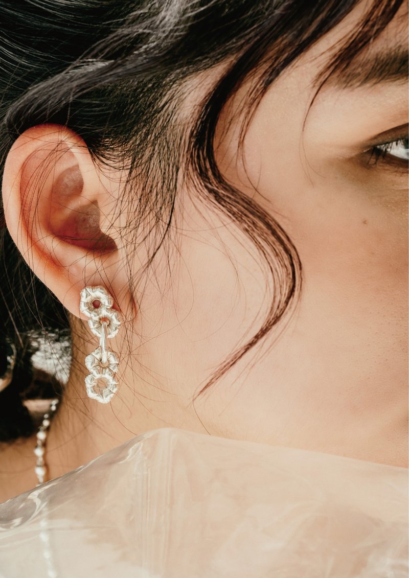 PE01-Pump  bubble - 耳環/耳夾/耳骨夾 - 純銀 