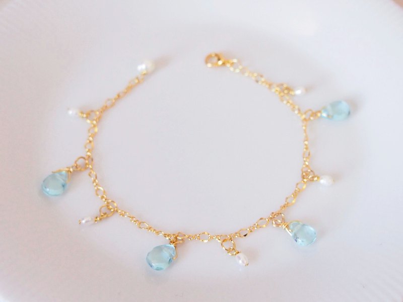 Anniewhere | Shake|Cut Face Crystal Mini Pearl Bracelet/Anklet - Bracelets - Gemstone Transparent