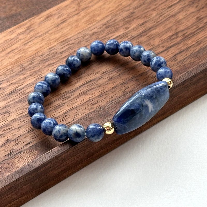 [Clear yourself] Blue Stone simple gold-plated bracelet dispels stress, strengthens and heals the soul with courage - Bracelets - Semi-Precious Stones Blue