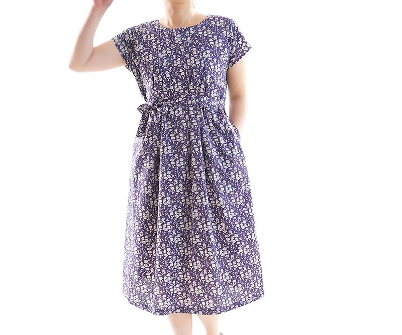 Liberty print dress / flare dress - One Piece Dresses - Cotton & Hemp Blue