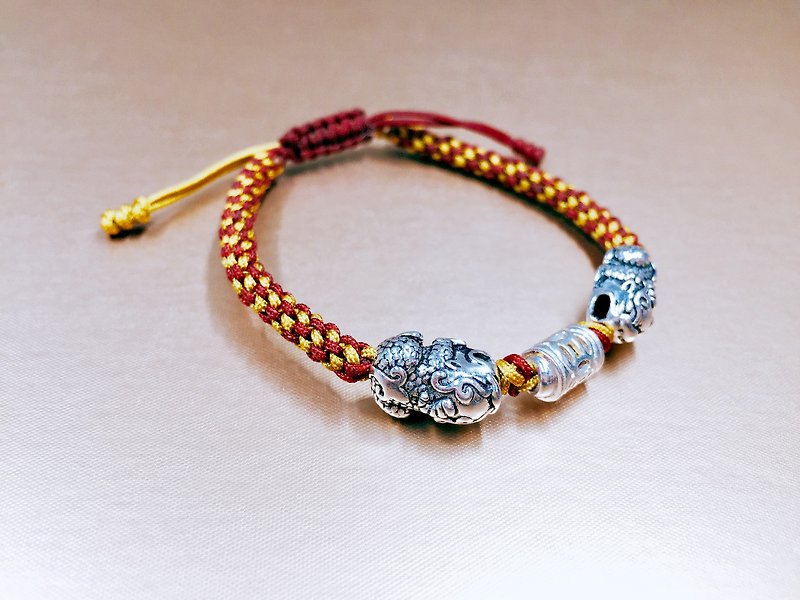New Year flagship - 貔 貅 Chinese knot bracelet - Bracelets - Sterling Silver Multicolor