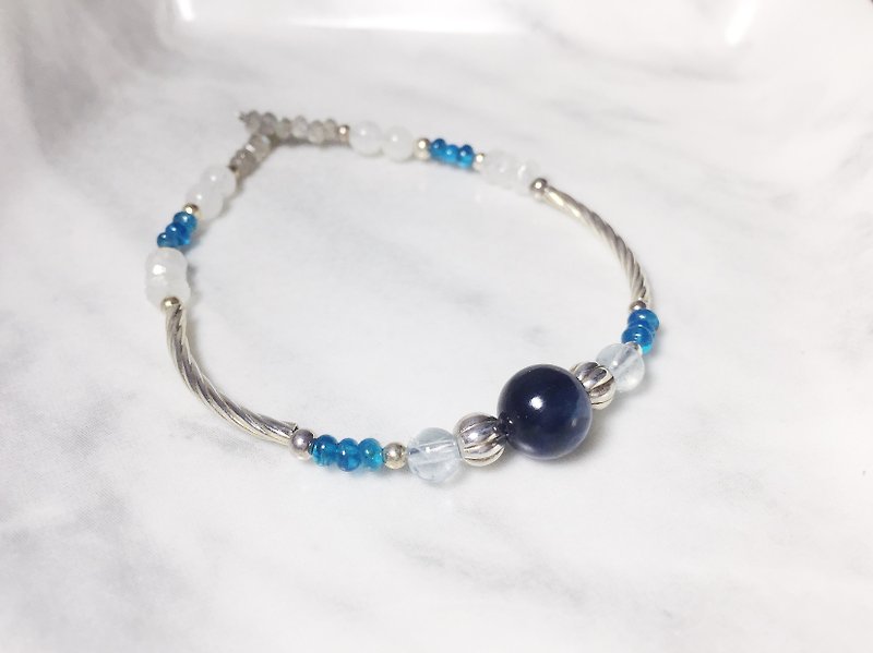 MH sterling silver natural stone custom series _ one thousand and one night _ kyanite - Bracelets - Semi-Precious Stones Blue