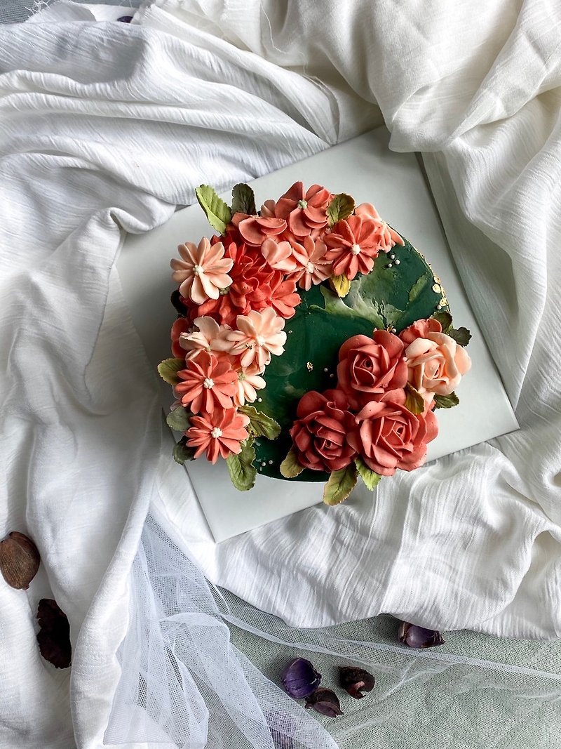 Butter Cream Flower Cake - Cake & Desserts - Other Materials 