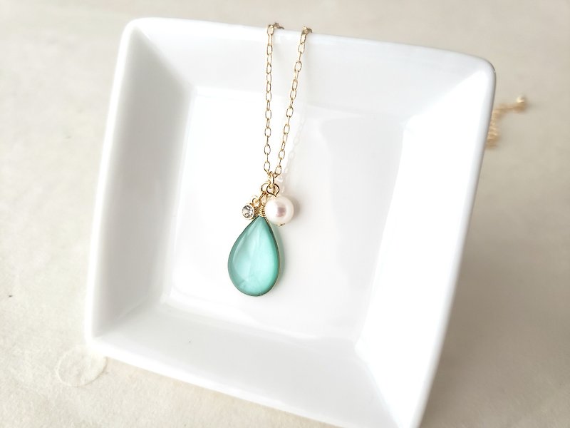 mint green drop necklace - Necklaces - Resin Green