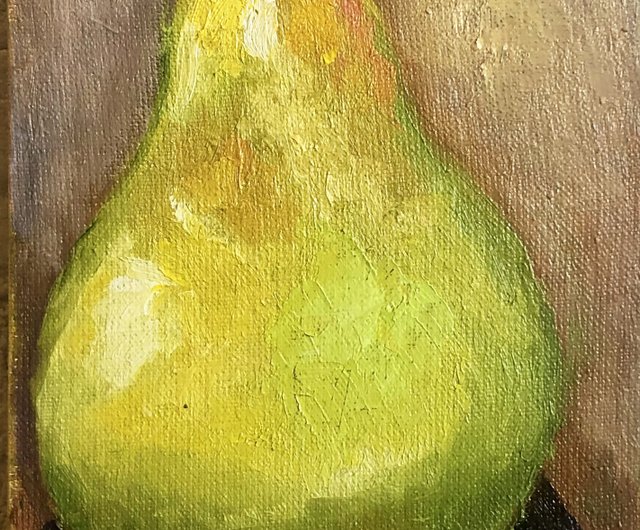 絵画　油絵　原画　一点物　北欧　フルーツ　洋梨　グリーン　SM 絵画 油絵 原画 一点物 北欧 フルーツ 洋梨 グリーン SM