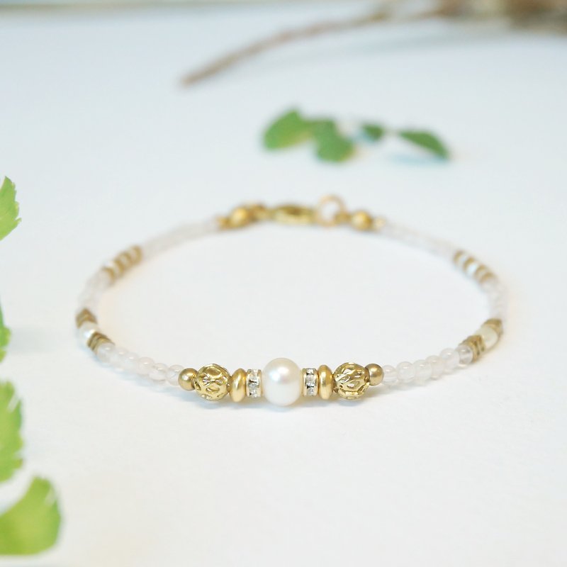 Gaia Series - Rose Quartz Brass Bracelet - Bracelets - Gemstone Pink