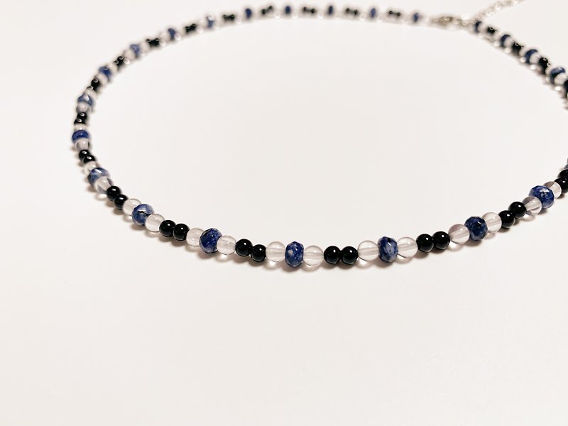 3 colors | crystal necklace simple blue-veined white crystal black agate Stone wild stacking, - Necklaces - Crystal Black
