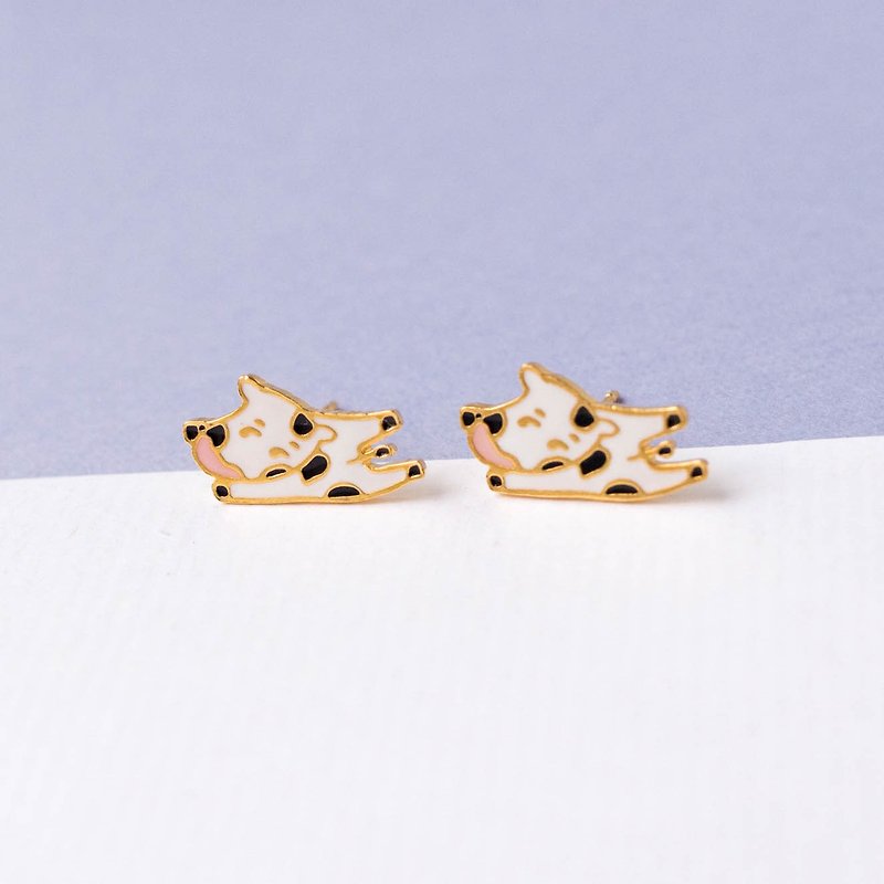 All thoughts are lost cow world-weary small animal earrings Clip-On birthday gift - Earrings & Clip-ons - Enamel Gold