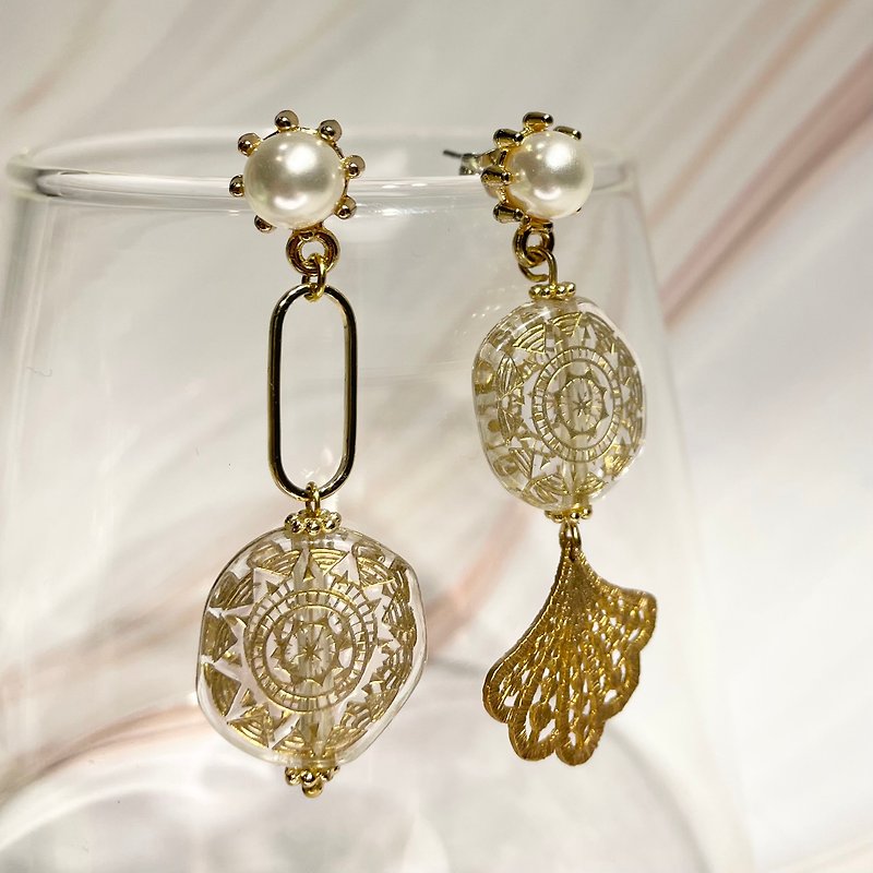 【Chestnut Flower】Gorgeous Asymmetrical Earrings - Earrings & Clip-ons - Copper & Brass Gold