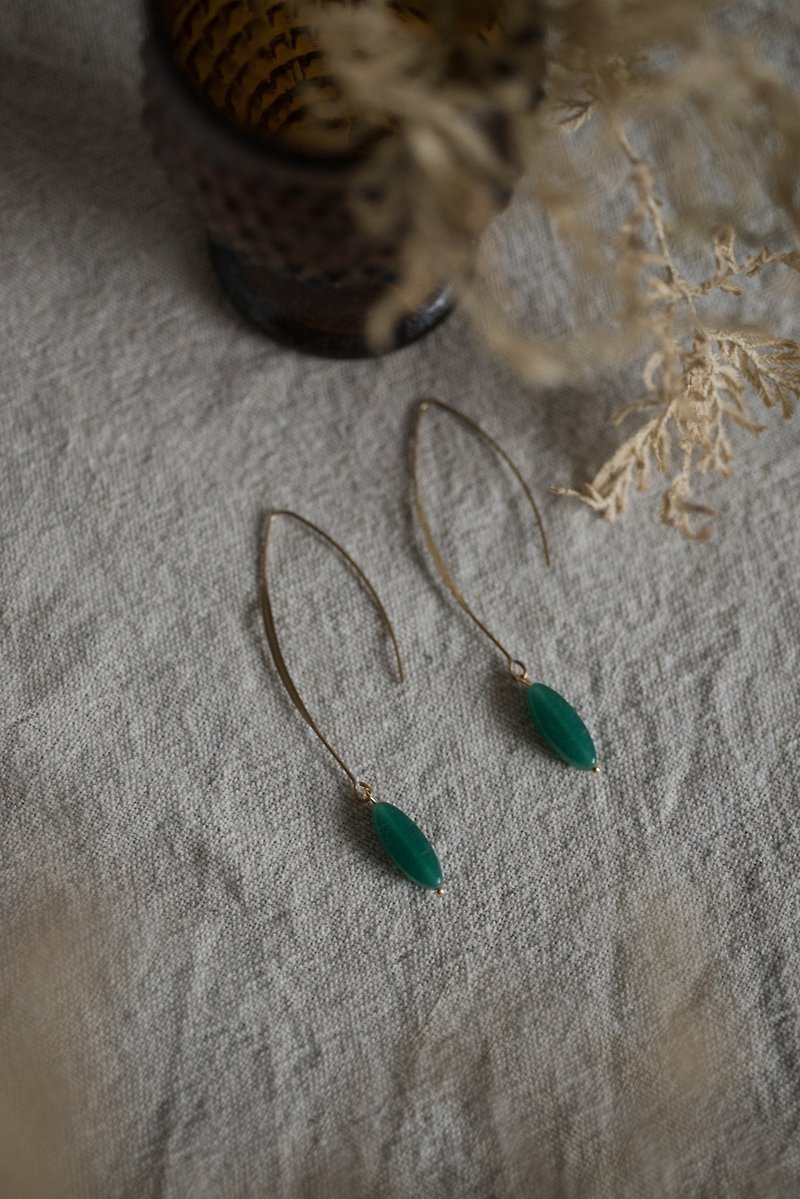 Simple│Simple Series-Wish (Malachite Green) - Earrings & Clip-ons - Other Materials Green