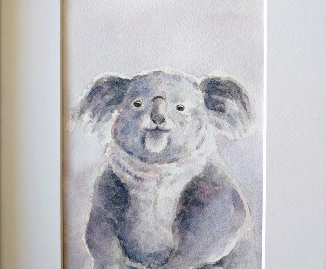 手描きのコアラ/コアラ風ペットの絵画（フレーム付き