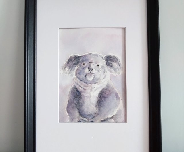 原画　コアラ　動物画　絵画　アクリル画　現代アート　細密画　手描き　一点物 アクリル画「コアラの横顔」SMサイズ/原画/一点物 /送料無料