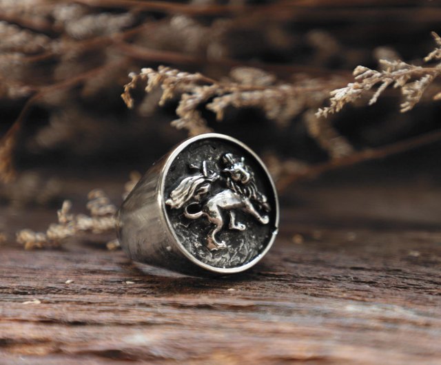 Sterling Silver Rasta Lion of Judah Ring