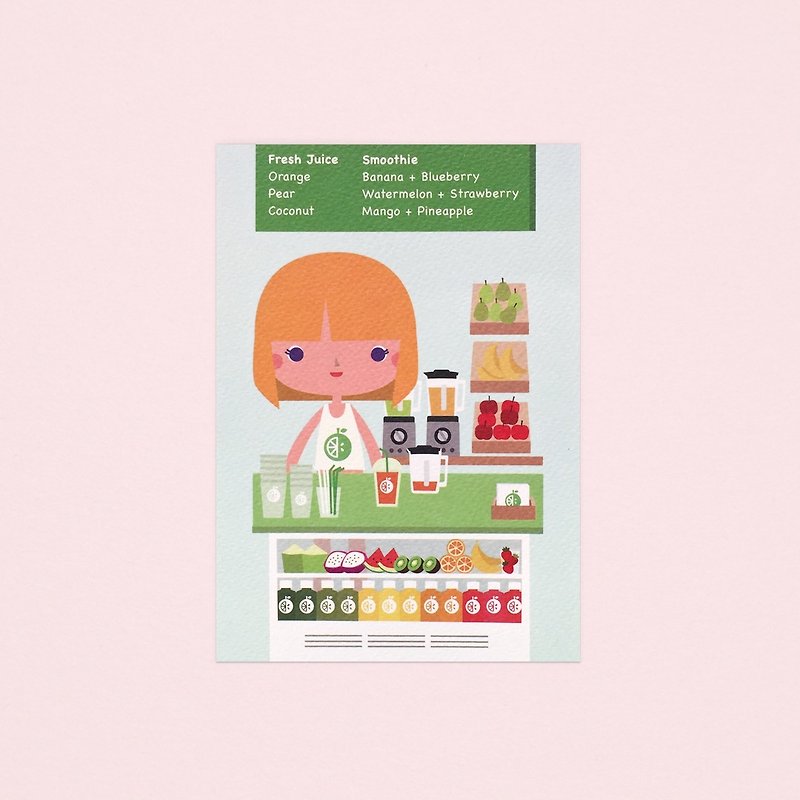 [Girls and Their Shops] jessie's juice bar - Postcard - Cards & Postcards - Paper Blue