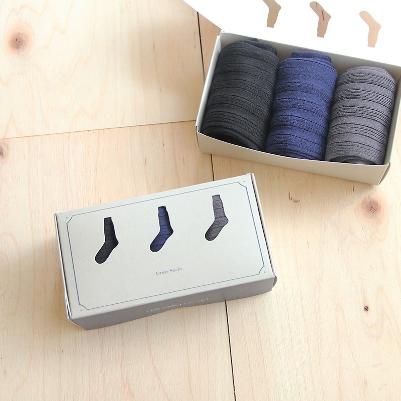 [Christmas gift box] Spandex basic ribbed gentleman socks gift box classic version - Dress Socks - Cotton & Hemp Multicolor