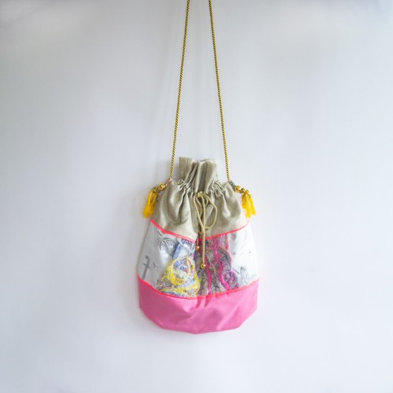 オリエンタルショルダーバッグ(ピンク) - 側背包/斜背包 - 棉．麻 粉紅色