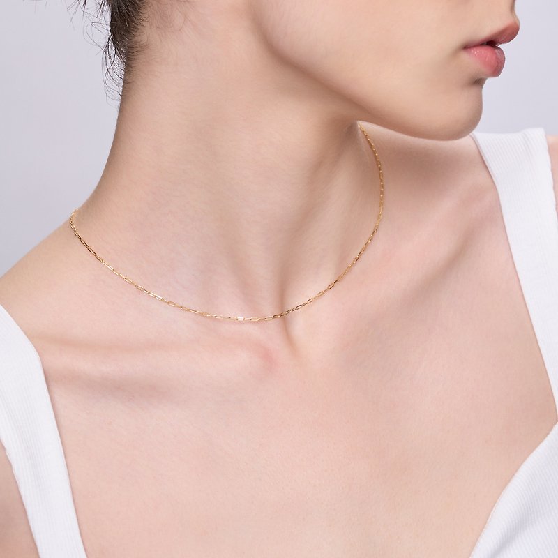 Simple Checkered Necklace Pure 18K Gold Basic Lattice Necklace - Necklaces - Precious Metals 
