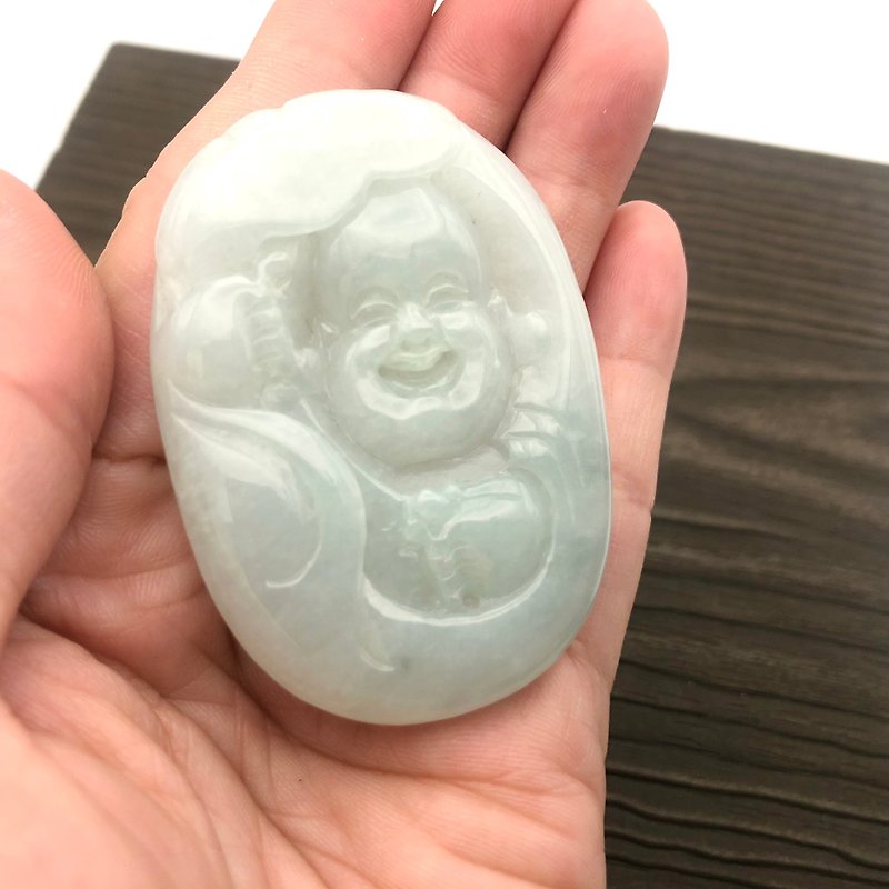 Happy Maitreya-Myanmar A-quality fine glutinous Buddha male pendant/peace/gift/collection - Items for Display - Jade White
