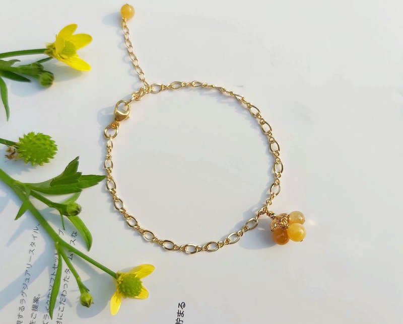 橙花 // 天然翡翠A貨 黃翡 美國14K GF 手鍊 - 手鍊/手環 - 玉石 橘色