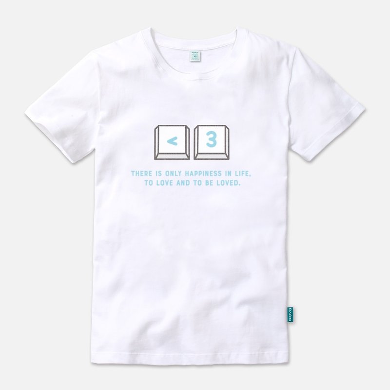 LOVE (blue) - 中性版短袖T-shirt - 帽T/大學T - 棉．麻 白色