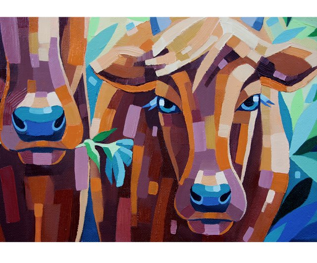 キャンバス 油絵　専用　カラフルCOWS   　5 Amazon.com: Leisure Arts Paint Cow Diamond Art KIT 12