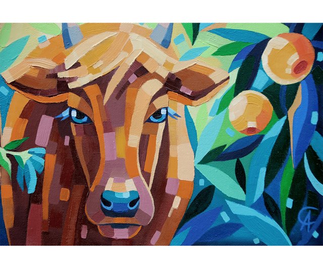 キャンバス油絵 　あり　くるくるカラフルSheep Amazon｜カラフルな豚はギターのキャンバスの絵画を再生します