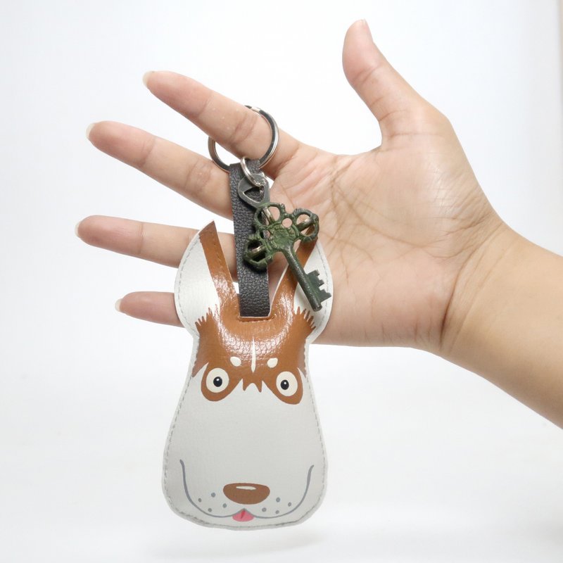 Brown Siberian Husky keychain, gift for animal lovers add charm to your bag. - 吊飾/掛飾 - 人造皮革 咖啡色