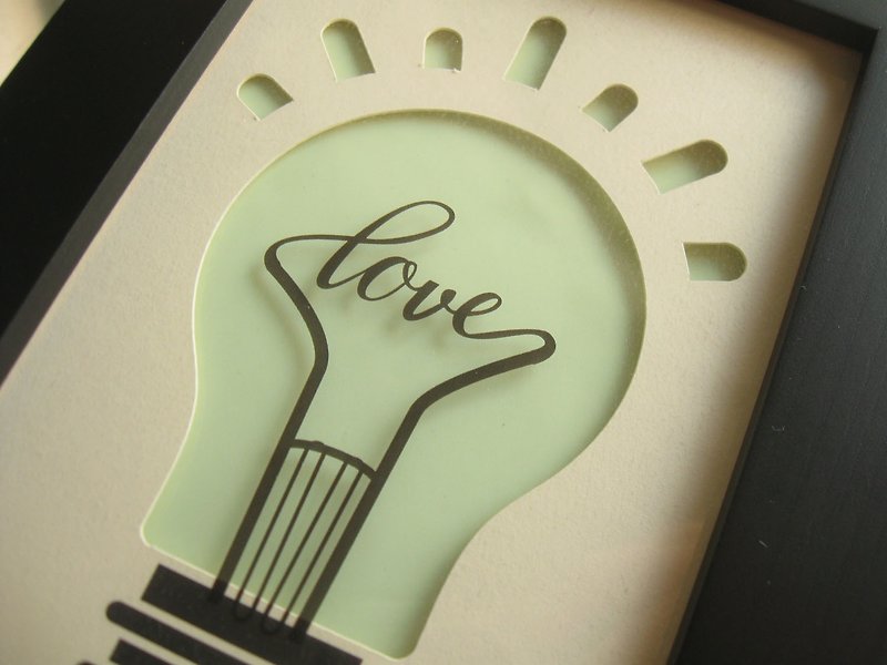 Let Love Shine, Paper Carving, Luminous Painting, Light of Love, Wedding Anniversary Gift - Items for Display - Paper Green