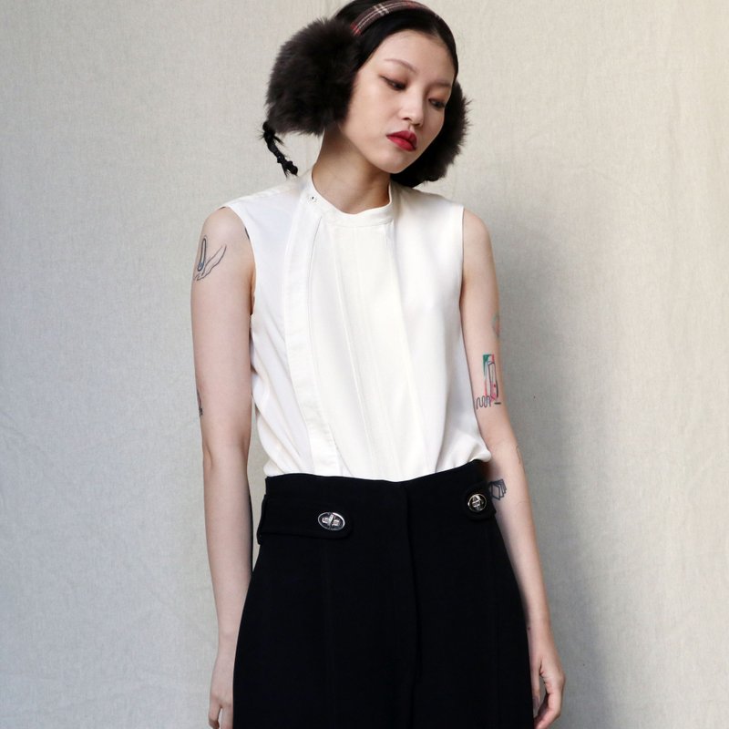 南瓜Vintage。Balenciaga 象牙白 絲質 無袖 背心 - 背心/無袖上衣 - 絲．絹 白色