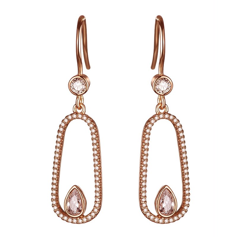 Horseshoe-shaped earrings with fine diamond trim (two colors in total) - ต่างหู - ทองแดงทองเหลือง 