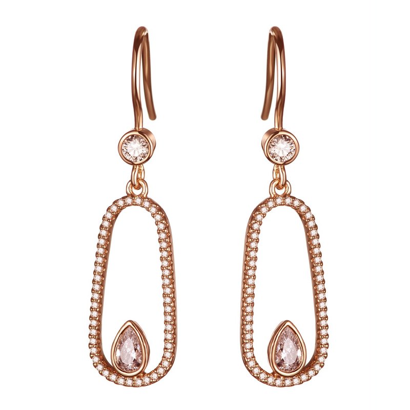 Horseshoe-shaped earrings with fine diamond trim (two colors in total) - ต่างหู - ทองแดงทองเหลือง 