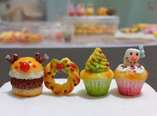 火火東手作館 可愛聖誕主題食物925耳環禮物客製Miniature Christmas Earrings