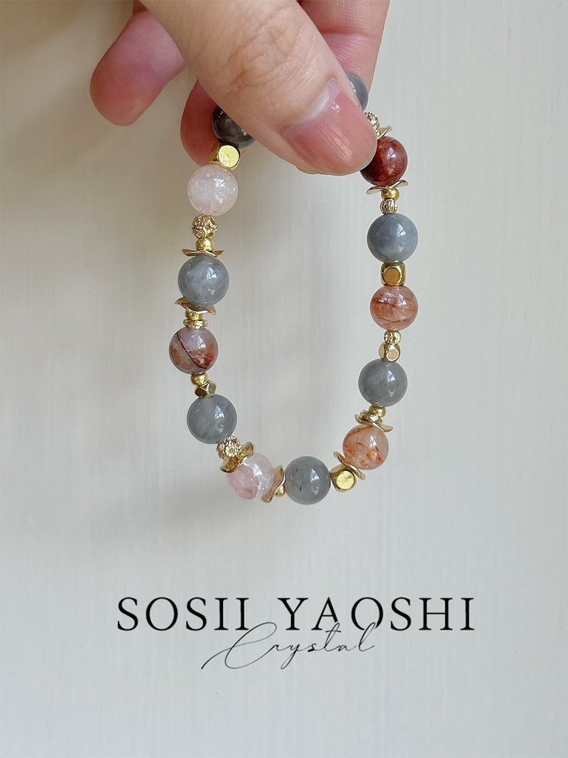 Sosii | Crystal 07 天然水晶手鍊 | 緣款-岩 | - 手鍊/手環 - 水晶 灰色