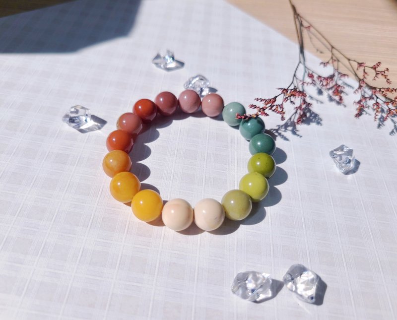 聖誕禮盒 彩虹馬卡龍阿拉善瑪瑙||辟邪防小人 招財 舒壓助眠 手鍊 - 手鍊/手環 - 水晶 多色