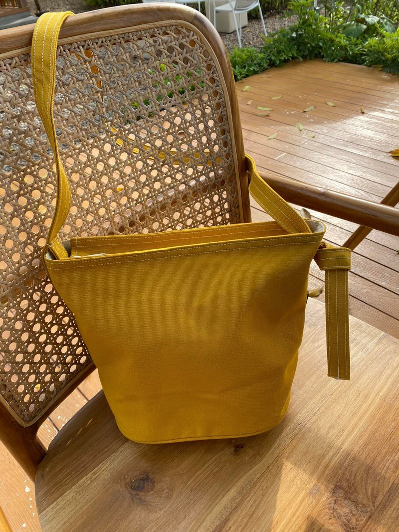 Mustard Canvas Cozy Bag / Shoulder bag / 泰國包包 /泰國設計 - 側背包/斜背包 - 棉．麻 黃色